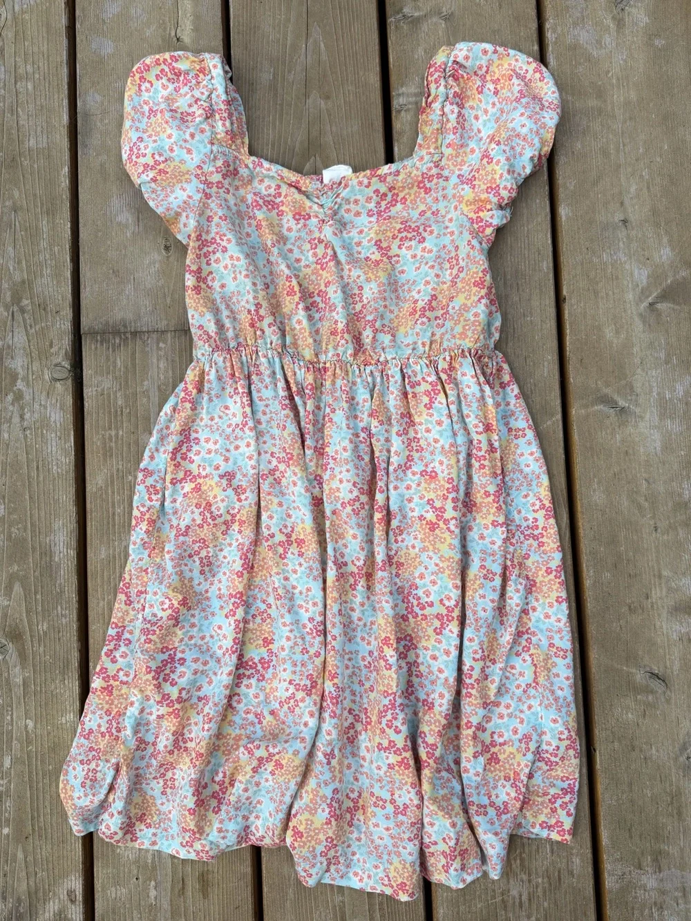 Roxy Girls Floral Flutter-Sleeve Dress in Pink, Yellow & Cream Size 7/8